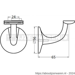 Hermeta 3503 leuninghouder 65 mm vlakzadel M8 nieuw zilver EAN sticker - W20100848 - afbeelding 2