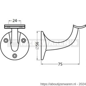 Hermeta 3505 leuninghouder 75 mm holzadel zwart - W20101702 - afbeelding 2