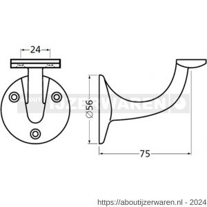 Hermeta 3507 leuninghouder 75 mm vlakzadel zwart EAN sticker - W20101705 - afbeelding 2