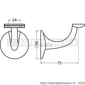 Hermeta 3508 leuninghouder 75 mm vlakzadel M8 zwart EAN sticker - W20101707 - afbeelding 2