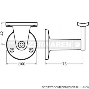 Hermeta 3510 verstelbare samengestelde leuninghouder holzadel opschroevend naturel EAN sticker - W20100867 - afbeelding 2