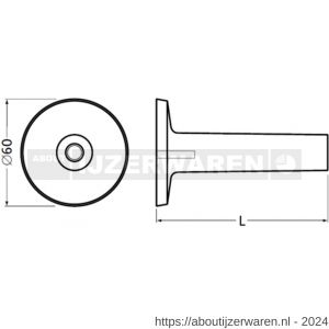 Hermeta 3514 leuninghouder rozet met vaste zuil 106 mm nieuw zilver EAN sticker - W20100942 - afbeelding 2