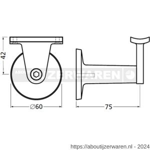 Hermeta 3515 verstelbare samengestelde leuninghouder holzadel tapgat nieuw zilver EAN sticker - W20100871 - afbeelding 2