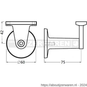 Hermeta 3525 verstelbare samengestelde leuninghouder vlakzadel tapgat nieuw zilver - W20100877 - afbeelding 2