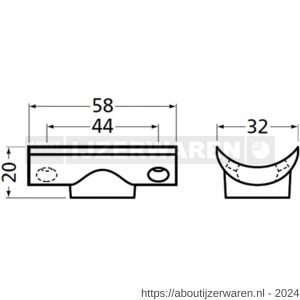 Hermeta 3526 leuninghouder zadel type 7 R=20 mm nieuw zilver EAN sticker - W20100994 - afbeelding 2