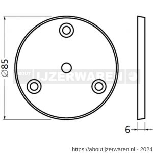 Hermeta 3567 leuninghouder rozet 82 mm met 3 verzonken gaten nieuw zilver - W20100972 - afbeelding 2