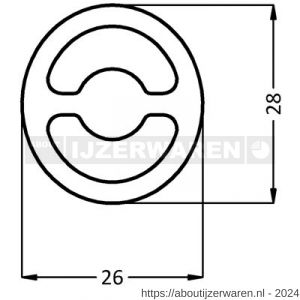 Hermeta 3850 koker doorvalbeveiliging rond-ovaal 28x26x3 mm aluminium mat naturel per meter - W20100077 - afbeelding 2