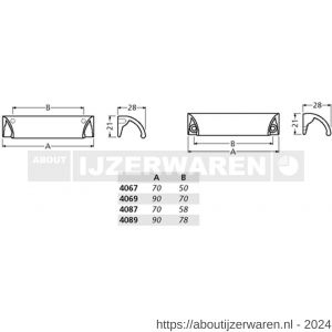 Hermeta 4087 ladegreep 70 mm opschroevend nieuw zilver EAN sticker - W20101052 - afbeelding 2