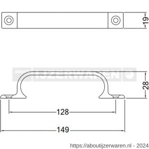 Hermeta 4232 hand- en meubelgreep 128 mm opschroevend nieuw zilver - W20101156 - afbeelding 2