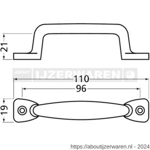 Hermeta 4250 hand- en meubelgreep 110 mm opschroevend naturel EAN sticker - W20101168 - afbeelding 2