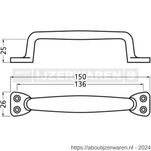 Hermeta 4251 hand- en meubelgreep 150 mm opschroevend nieuw zilver EAN sticker - W20101172 - afbeelding 2