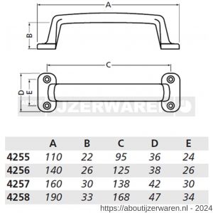 Hermeta 4255 hand- en meubelgreep 110 mm opschroevend nieuw zilver EAN sticker - W20101175 - afbeelding 2