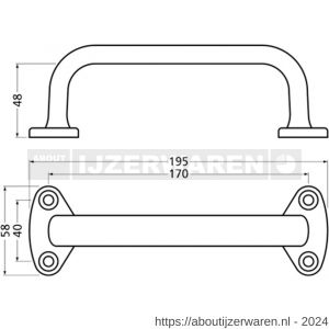 Hermeta 4265 hand- en meubelgreep 195 mm opschroevend naturel EAN sticker - W20101190 - afbeelding 2