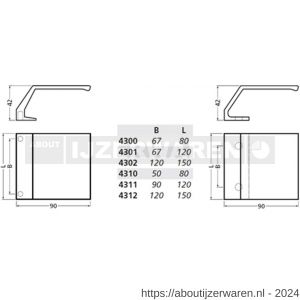 Hermeta 4300 deurduwer 80x90 mm 2x M6 nieuw zilver EAN sticker - W20100120 - afbeelding 2