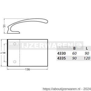 Hermeta 4335 deurduwer Wing 120 mm naturel EAN sticker - W20100168 - afbeelding 2