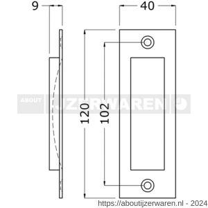 Hermeta 4556 schuifdeurkom 120x40 mm recht nieuw zilver - W20100188 - afbeelding 2