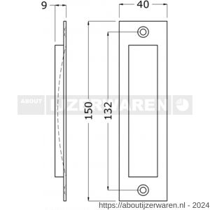 Hermeta 4558 schuifdeurkom 150x40 mm recht zwart - W20101975 - afbeelding 2