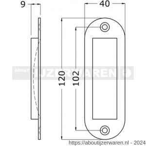 Hermeta 4560 schuifdeurkom 104x40 mm ovaal nieuw zilver EAN sticker - W20100197 - afbeelding 2