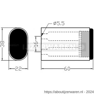 Hermeta 4704 deurbuffer ovaal 60 mm nieuw zilver EAN sticker - W20100100 - afbeelding 2