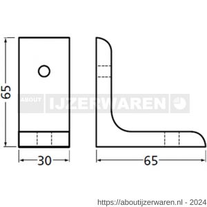 Hermeta 5500 plankdrager bevestigingshoek 65x65x30 mm mat zwart - W20101746 - afbeelding 2