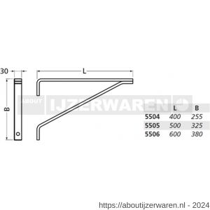 Hermeta 5504 plankdrager universele konsole 400 mm mat naturel - W20101818 - afbeelding 2