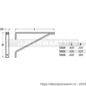 Hermeta 5505 plankdrager universele konsole 500 mm mat naturel - W20101819 - afbeelding 2