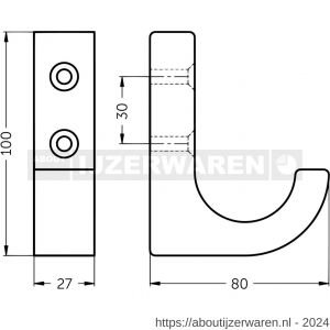 Hermeta X'Tenz X001 vette handdoekhaak nummer 1 mat zwart - W20101748 - afbeelding 2