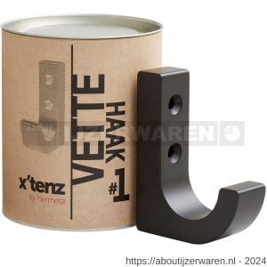 Hermeta X'Tenz X001 vette handdoekhaak nummer 1 mat zwart - W20101748 - afbeelding 3