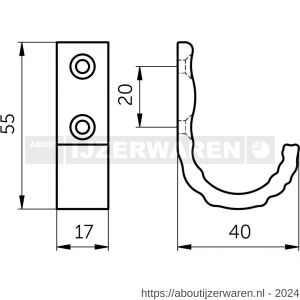 Hermeta X'Tenz X004 Wild Extrusion nummer 1 handdoekhaak medium nieuw zilver - W20101760 - afbeelding 2