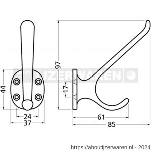 Hermeta 0026 garderobe hoed- en jashaak enkel naturel EAN sticker - W20100737 - afbeelding 2