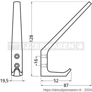 Hermeta 0030 garderobe hoed- en jashaak enkel naturel EAN sticker - W20100741 - afbeelding 2