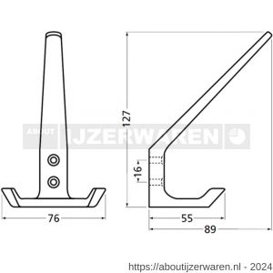 Hermeta 0032 garderobe hoed- en jashaak dubbel nieuw zilver - W20100722 - afbeelding 2