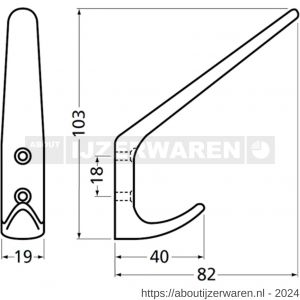 Hermeta 0034 garderobe hoed- en jashaak enkel nieuw zilver EAN sticker - W20100746 - afbeelding 2