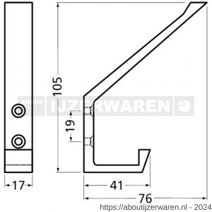 Hermeta 0138 garderobe hoed- en jashaak enkel mat zwart - W20101527 - afbeelding 2