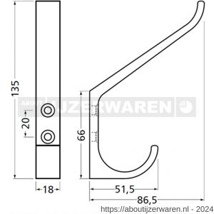 Hermeta 0148 garderobe hoed- en jashaak enkel nieuw zilver EAN sticker - W20100758 - afbeelding 2