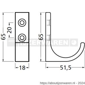 Hermeta 0149 garderobe jashaak enkel mat zwart - W20101503 - afbeelding 2