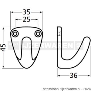 Hermeta 0551 handdoekhaak zwart - W20101535 - afbeelding 1