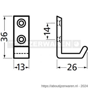 Hermeta 0555 jas- en handdoekhaak mat zwart - W20101541 - afbeelding 2