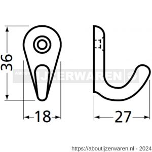 Hermeta 0557 handdoekhaak nikkel gepolijst - W20101811 - afbeelding 1