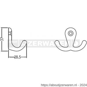 Hermeta 0560 handdoekhaak dubbel wit - W20100670 - afbeelding 2