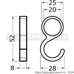 Hermeta 0591 schuifhaak voor ronde garderobebuis d=19 mm mat zwart EAN sticker - W20101544 - afbeelding 2