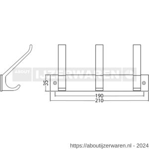 hermeta 0683 handdoekrek kapstok 3x haak nummer 880 naturel - W20100717 - afbeelding 2