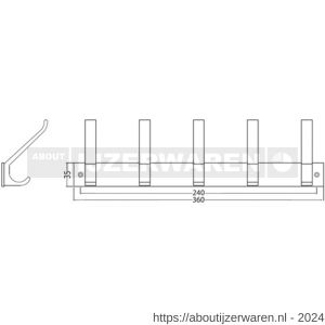 hermeta 0685 handdoekrek kapstok 5x haak nummer 880 naturel EAN sticker - W20100222 - afbeelding 2