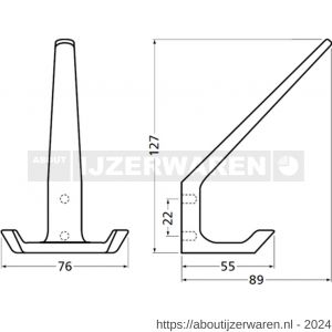 Hermeta 0860 garderobe hoed- en jashaak dubbel naturel - W20100729 - afbeelding 2