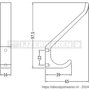 Hermeta 0880 garderobe hoed- en jashaak enkel naturel EAN sticker - W20100766 - afbeelding 2