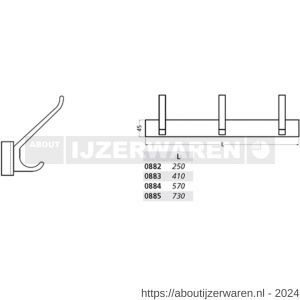 Hermeta 0882 garderobe kapstok 2x haak nummer 880 naturel - W20100610 - afbeelding 2