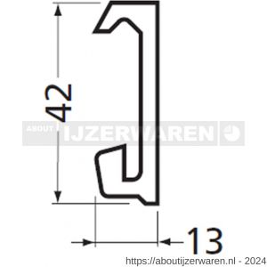 Hermeta 2650 garderobelijst 42x13 mm mat naturel per meter - W20100350 - afbeelding 2