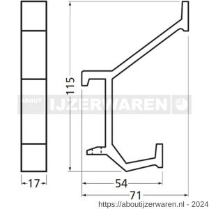 Hermeta 2670 garderobebuis hoed- en jashaak mat naturel - W20100392 - afbeelding 2