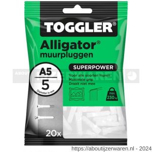 Toggler A5-20 Alligator muurplug zonder flens A5 diameter 5 mm zak 20 stuks - W32650063 - afbeelding 1