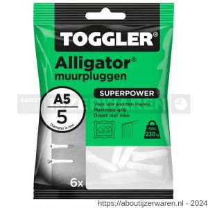 Toggler A5-6 Alligator muurplug zonder flens A5 diameter 5 mm zak 6 stuks - W32650062 - afbeelding 1